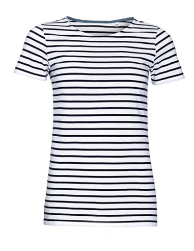 S-01399-Womens Round Neck Striped T-Shirt Miles